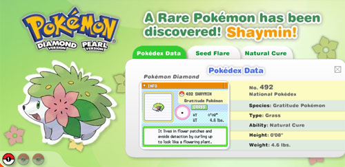 Shaymin Officially Revealed on Pokemon.com