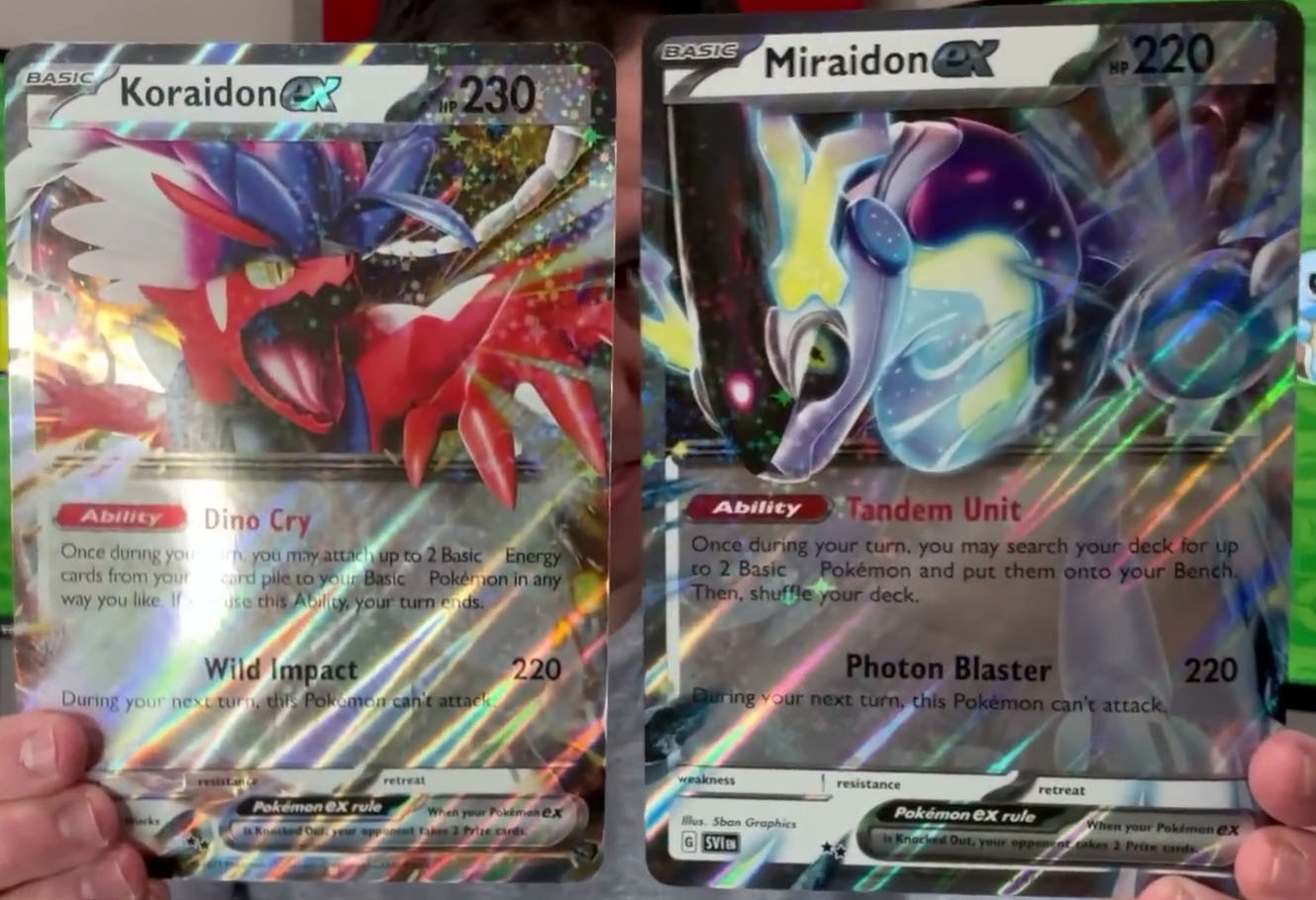 Pokemon Card Set Miraidon ex and Koraidon ex and Holos Scarlet