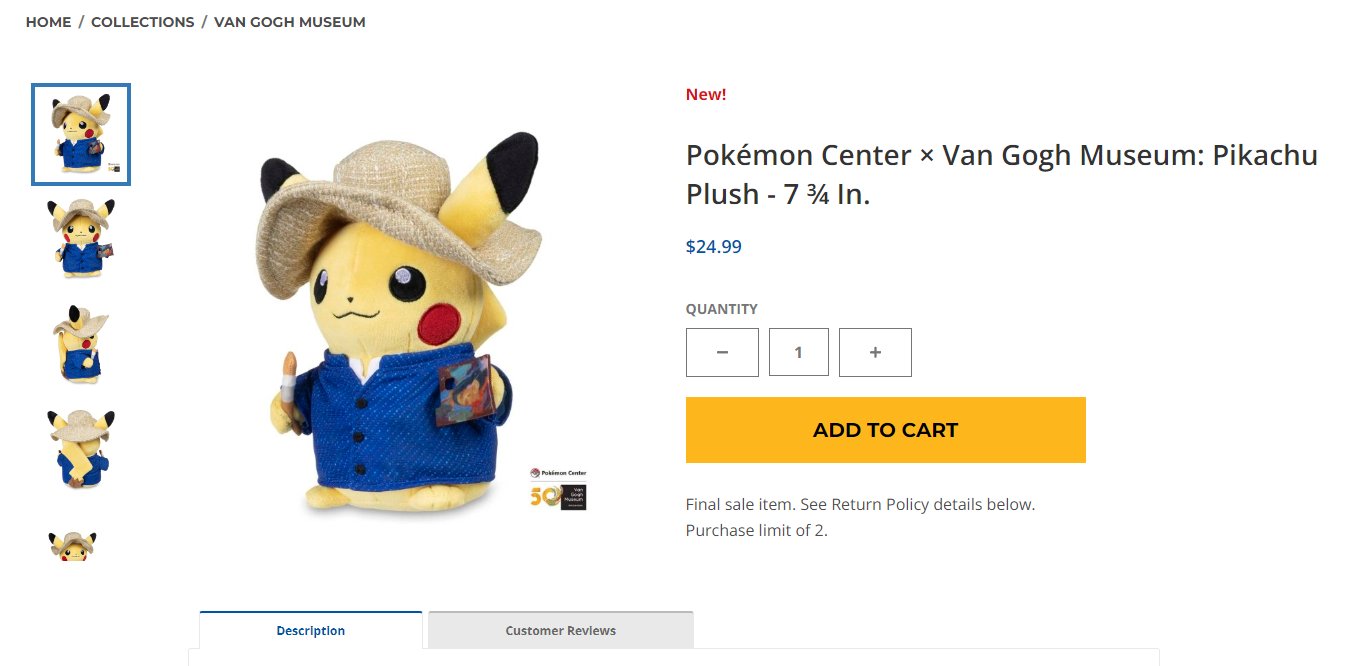 Pokemon Center x Van Gogh Museum: Pikachu & Eevee Inspired by Vincent's  Self-Portraits Playmat - US