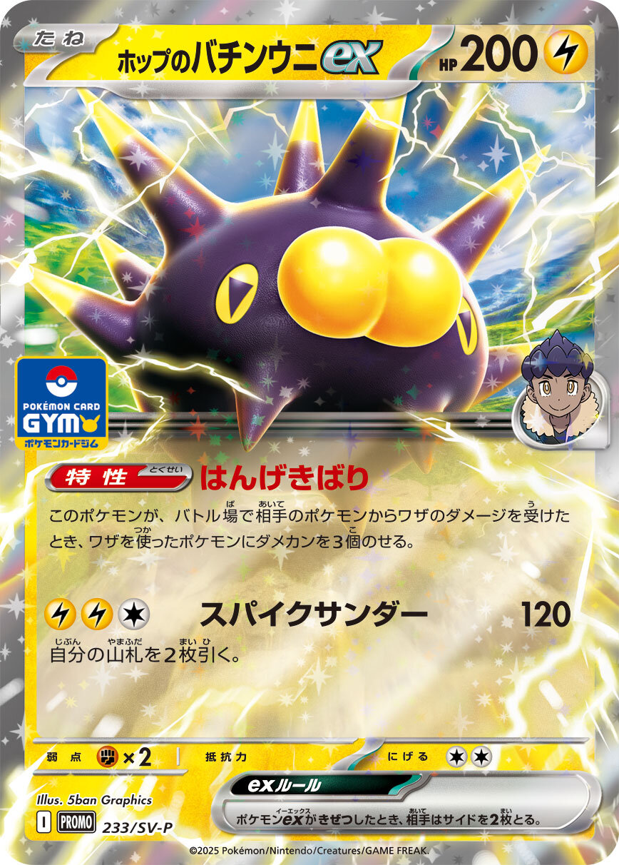 Ability: Counterattack Quills - If this Pokémon is in the Active Spot and is damaged by an attack from your opponent’s Pokémon (even if this Pokémon is Knocked Out), put 3 damage counters on the Attacking Pokémon. / [L][L][C] Spike Thunder: 120 damage. Draw 2 cards.